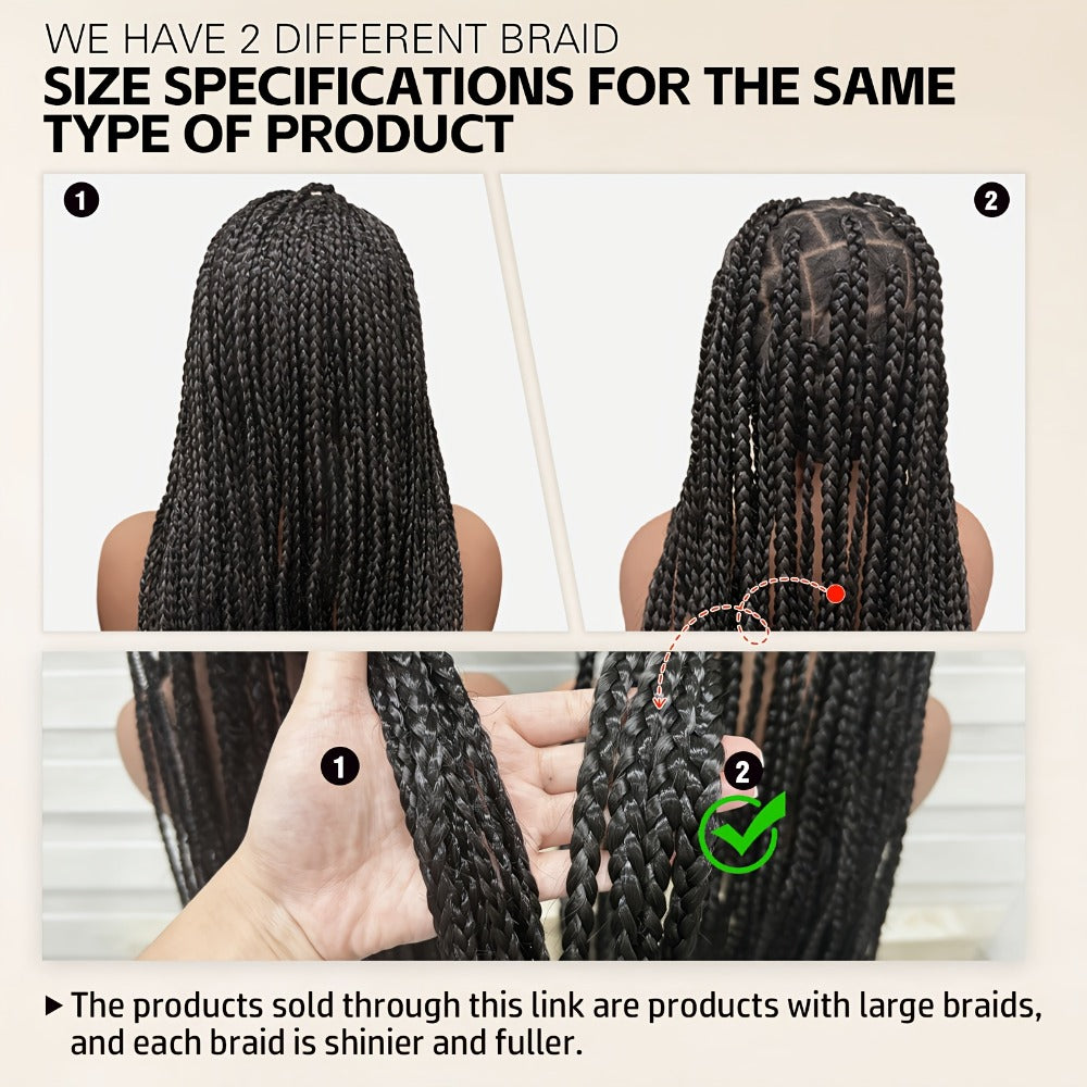 Extra-Long Natural Black Braided Wig with Full Lace Cap and 40-Inch Straight Box Braids for Styling — image 11