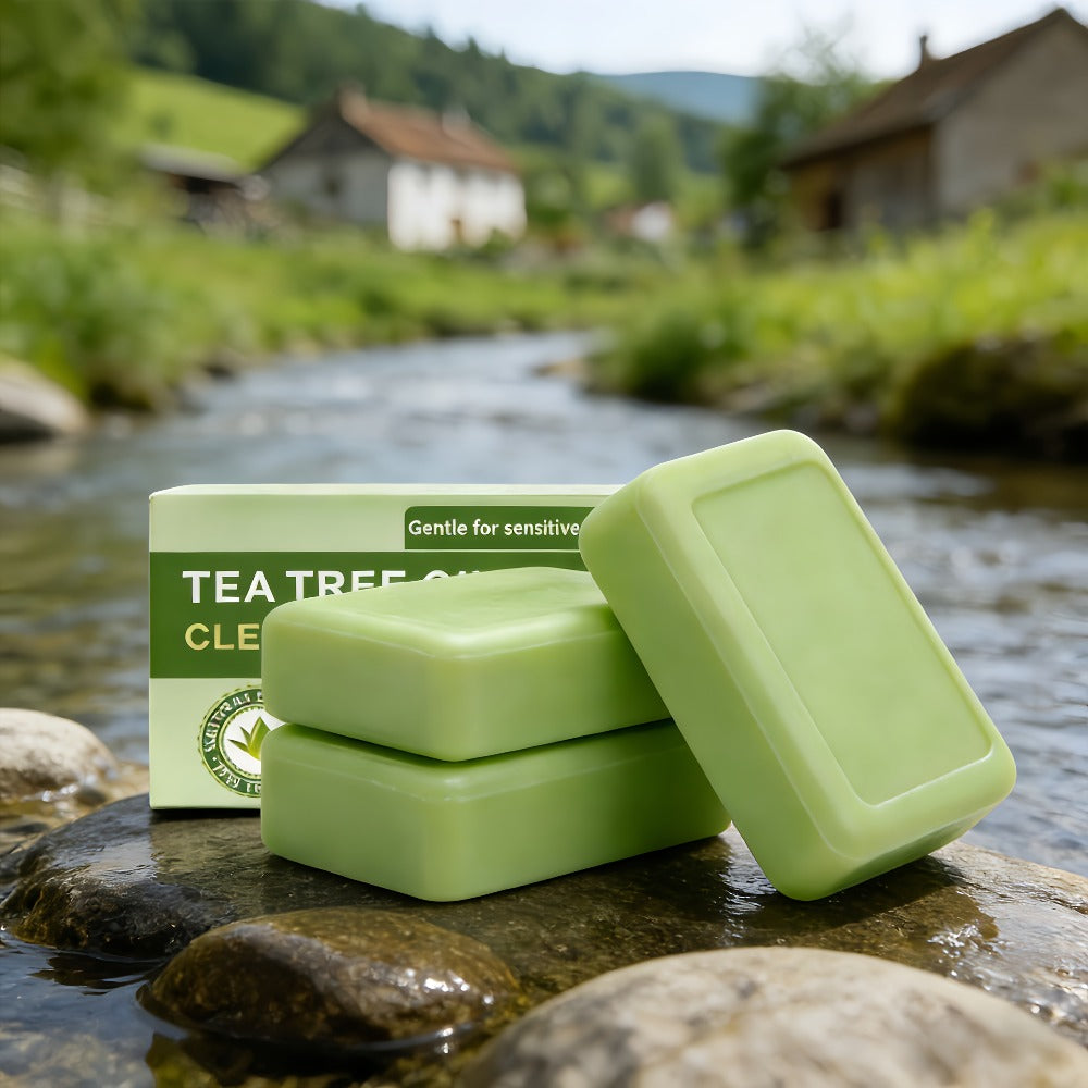 Tea Tree Bar Soap, Three-Pack of Green Plant-Essence-Labeled Bars for Face and Body Washing — image 3