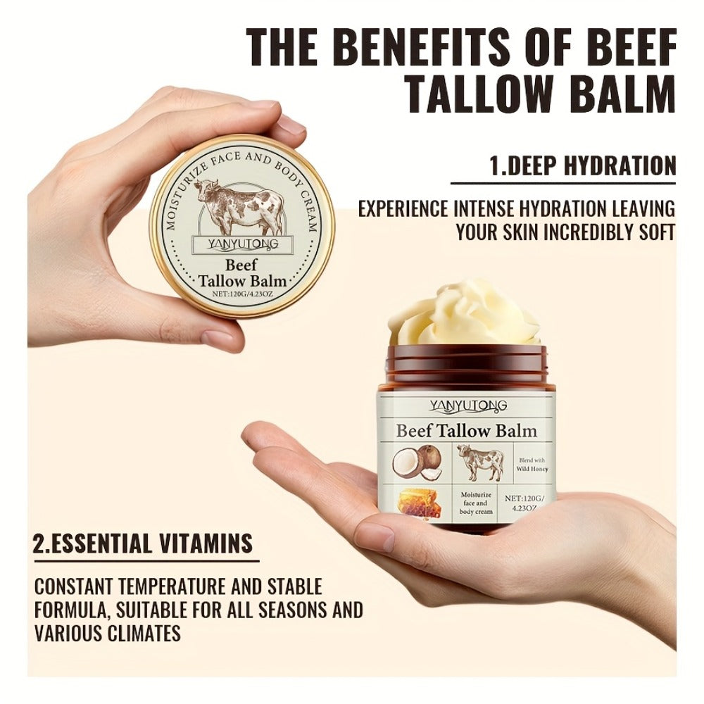 Grass-Fed Beef Tallow Cream with Raw Honey & Vitamin E, Minimalist Face & Body, Clean Beauty All-Over Skin Nourishment for Dr