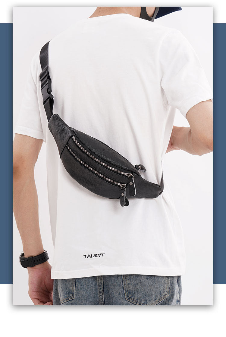 Genuine Leather Sports Waist Pack For Men, Invisible Running Pack
