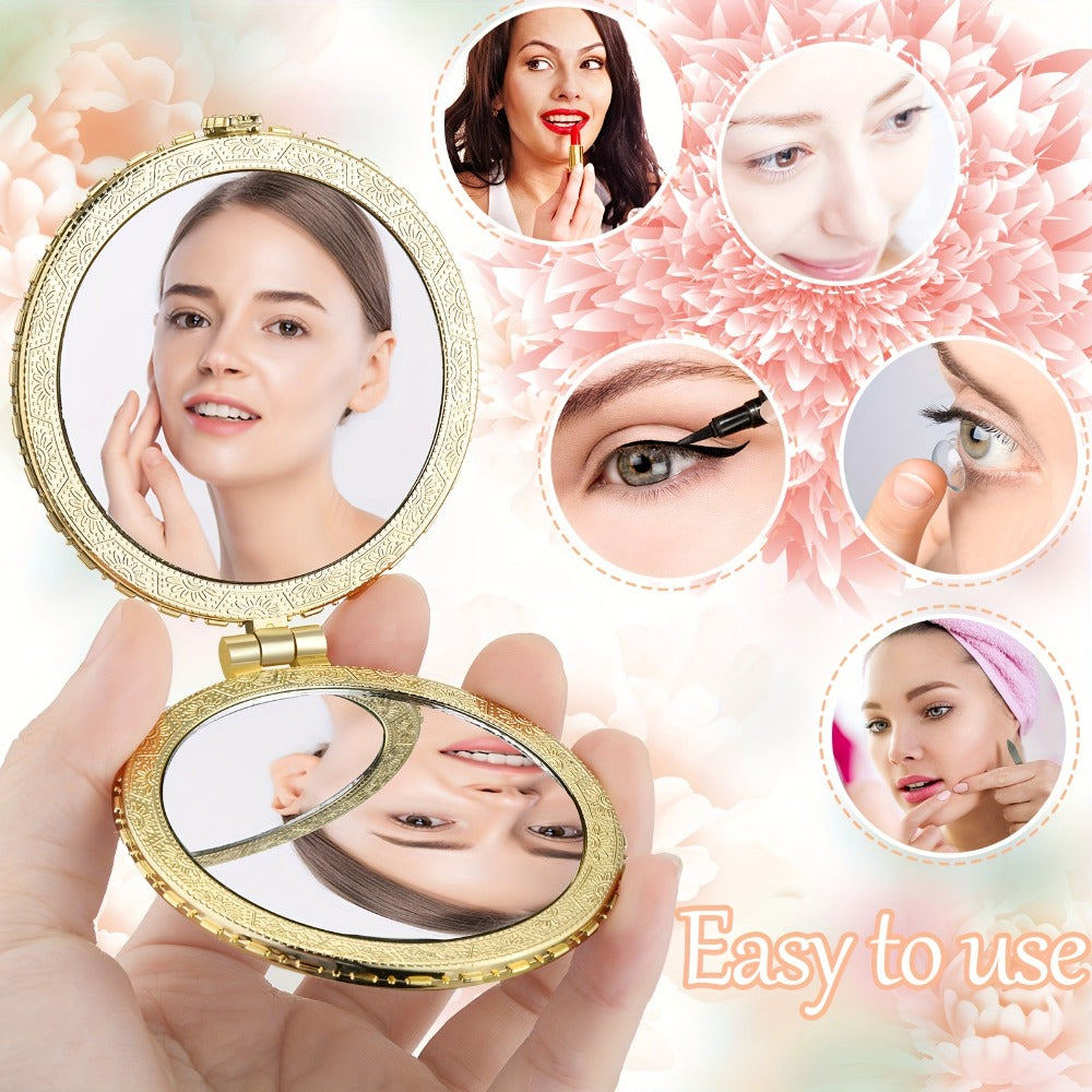 48-Piece Floral Folding Compact Mirror Set with Assorted Prints and 1X/3X Dual-View Mirrors — image 4