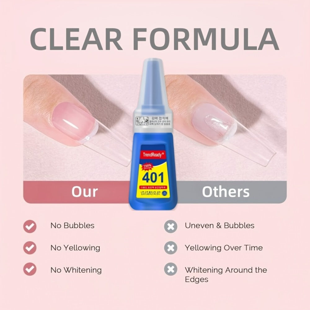 Waterproof Nail Adhesive Tabs with Nail Stickers 0.85oz Dropper Tip Bottle – Extra Strong Alcohol-Free Quick Release Long Wea