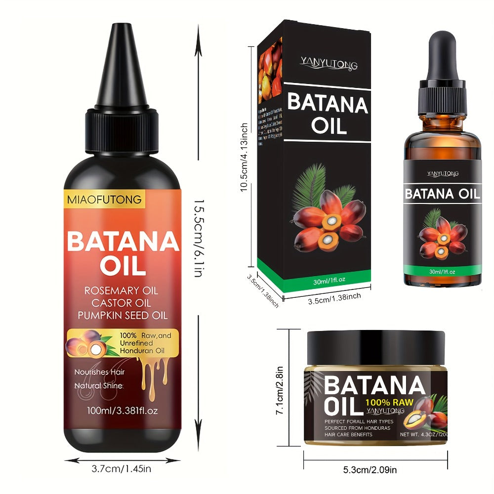 Three-Piece Batana Hair Care Kit with 3.38 oz Pointed Oil Bottle, Dropper and Cream Formats — image 5