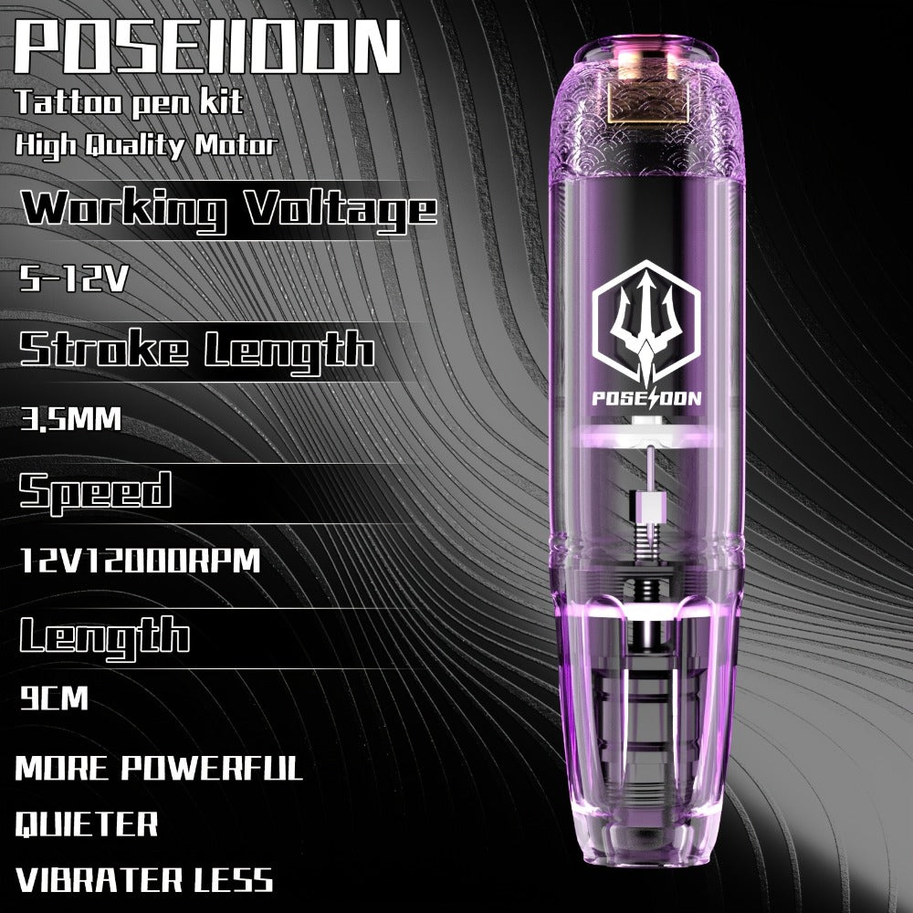 Tattoo Machine Kit POSEIDON SD01 Cordless Pen with 1500mAh Battery, Display, 20 Cartridges and 11 Inks — image 2