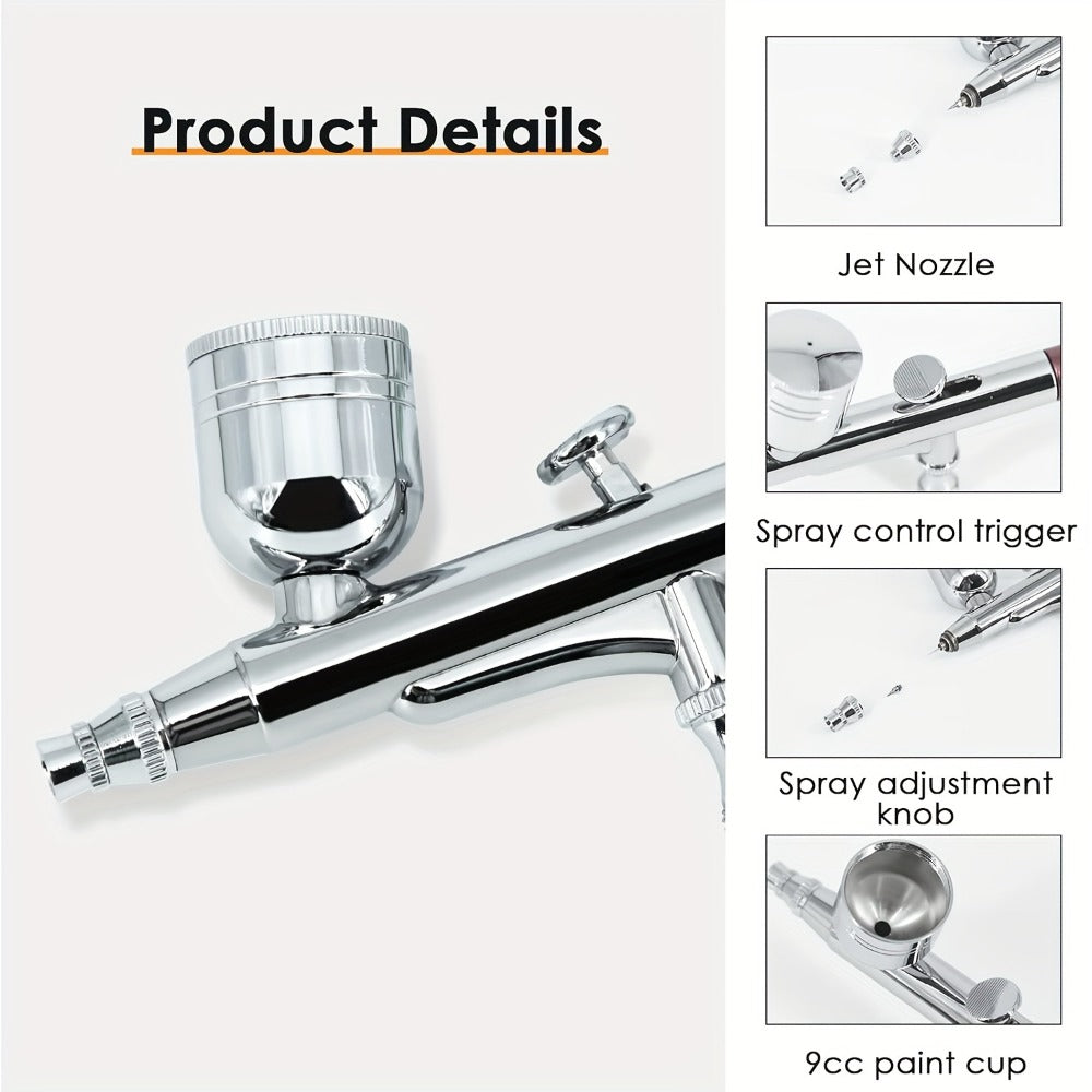 Airbrush Kit Dual-Action Gravity Feed – 0.3mm & 0.5mm Needle Sets, 7cc 20cc 40cc Cups, Complete Air Brush Gun Set for Nails, 