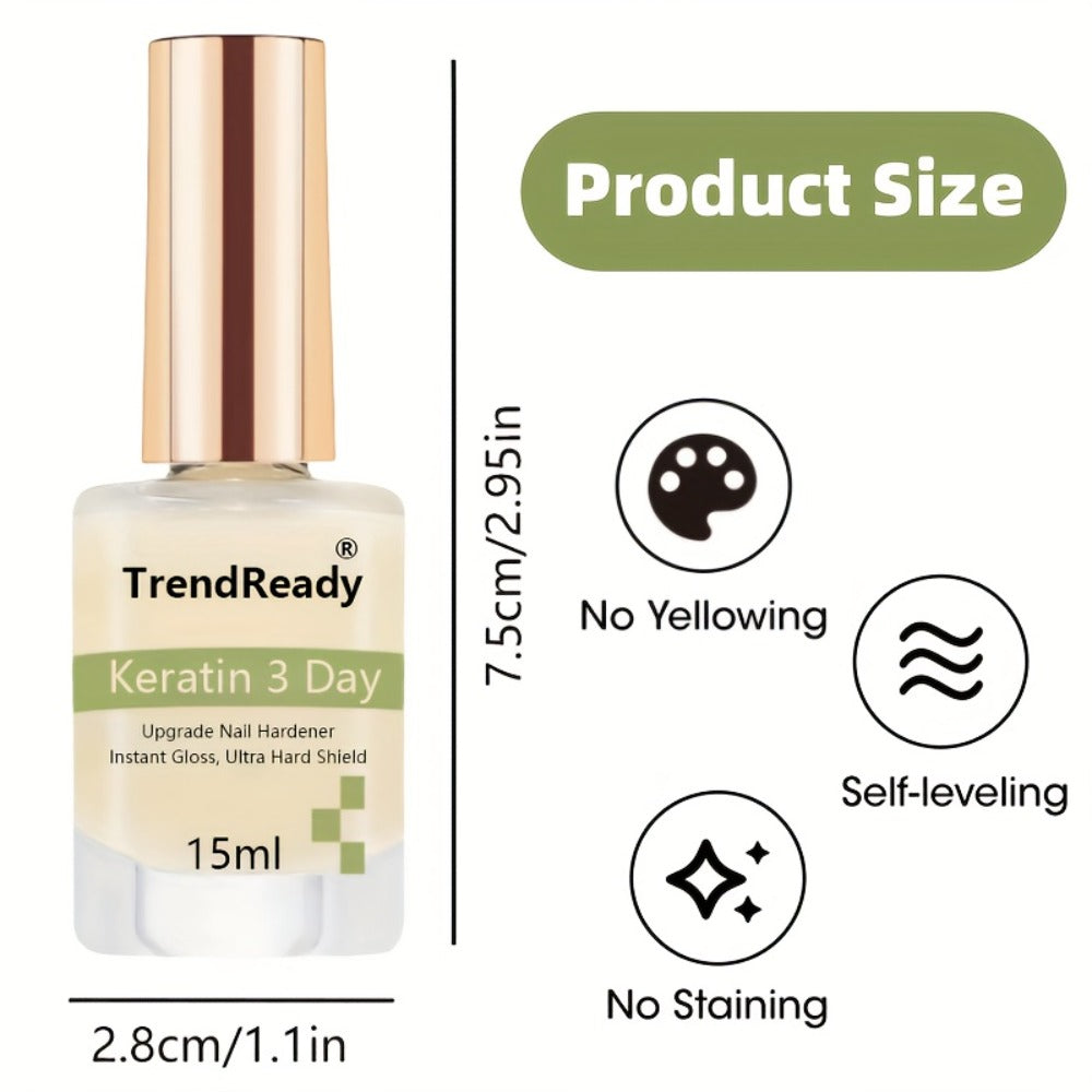 Nail Hardener 2 Bottles Extra Strong & Jelly Nude – Keratin Ridge Filler Base Coat for Weak Damaged Brittle Nails — image 4