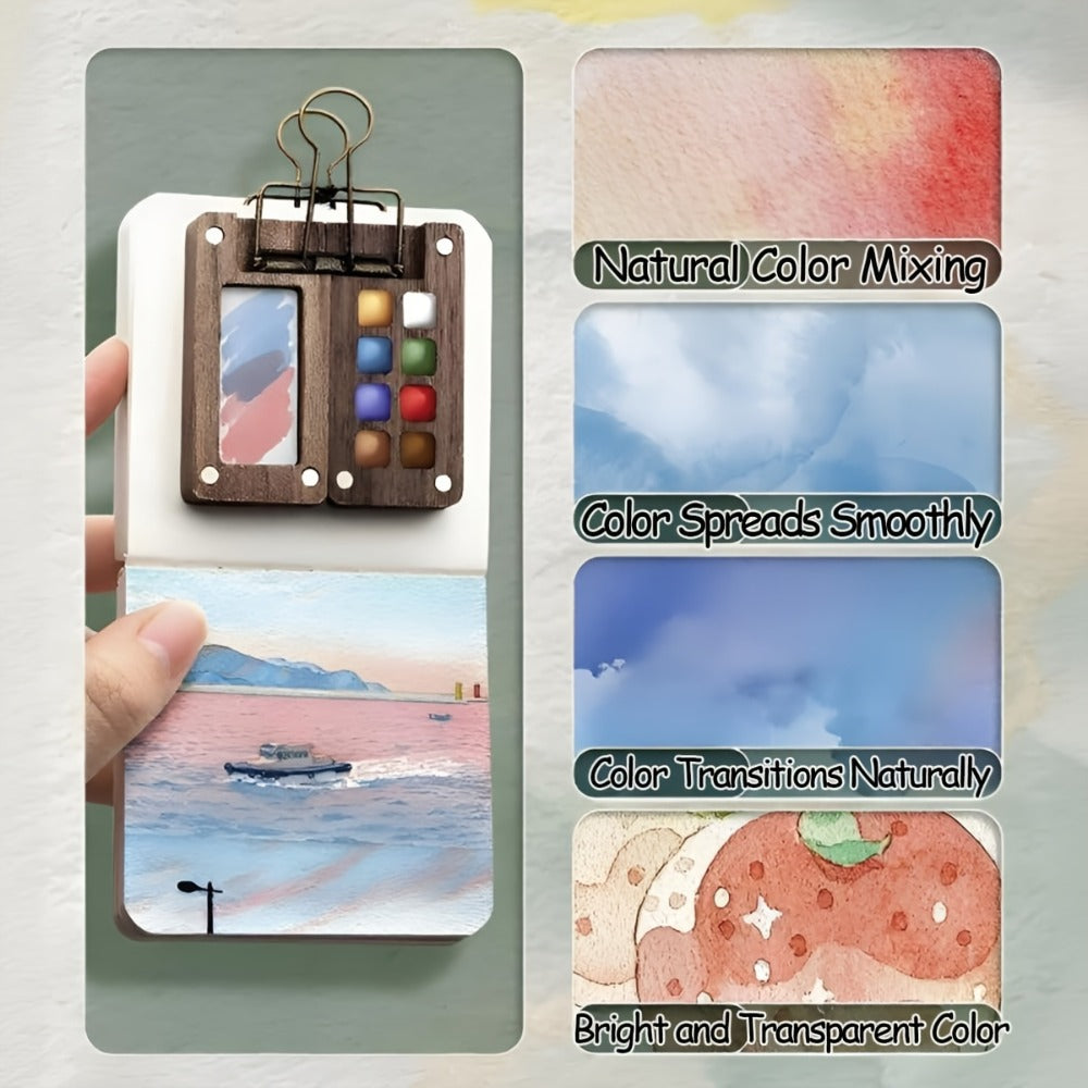 Watercolor Paint, Portable Set 24 Colors 15-Grid Palette 3 Brushes the Listed Color, Size or Set for Everyday Use — image 9