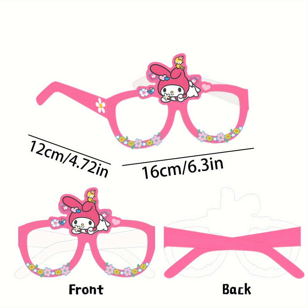 Sanrio Photo Booth Glasses Props 12 Pcs Hello Kitty Kuromi My Melody Cinnamoroll Gudetama for Parties, Celebrations and Guest