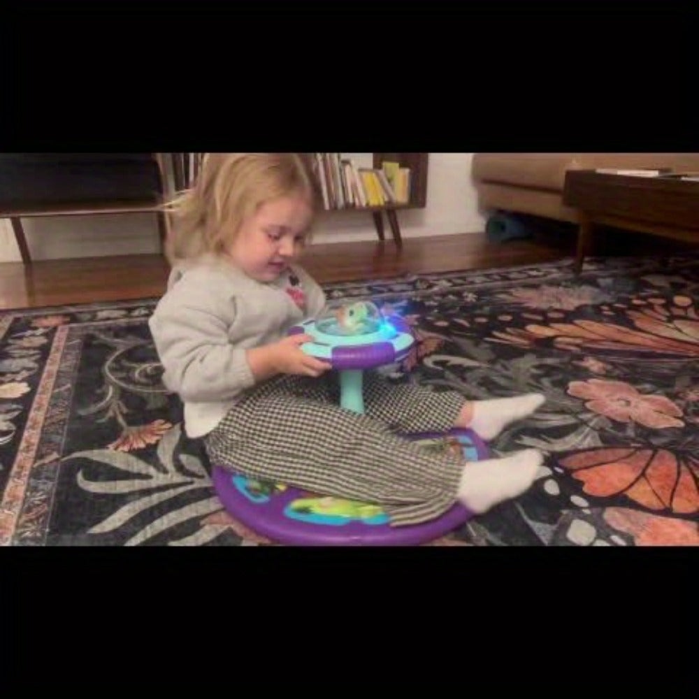 Dinosaur Sit and Spin Toy for Toddlers with Music & LED Flash Lights, 360° Spinning Seat Interactive Sensory Toy for Kids 18 