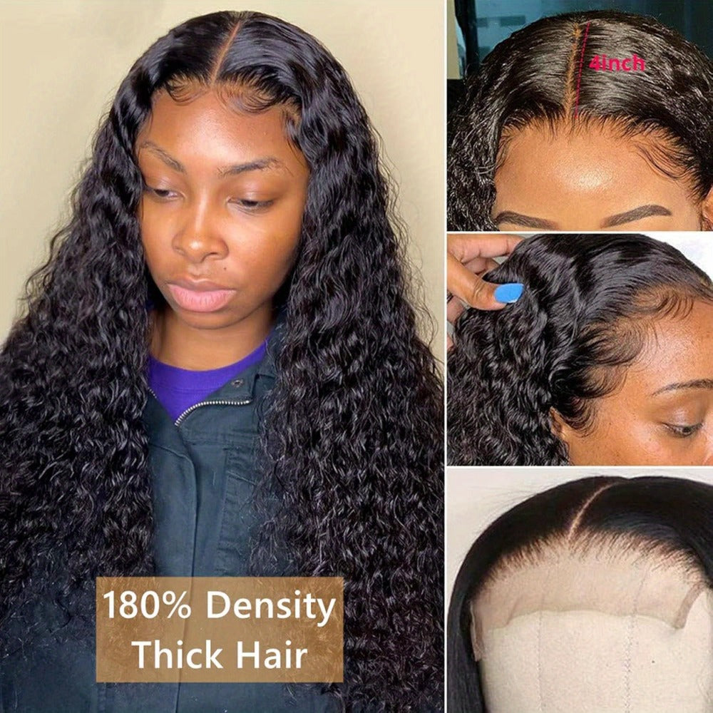 Body Wave Human-Hair 4x4 Lace Closure Wig in Black with Listed 180% Density and Five Length Options — image 2