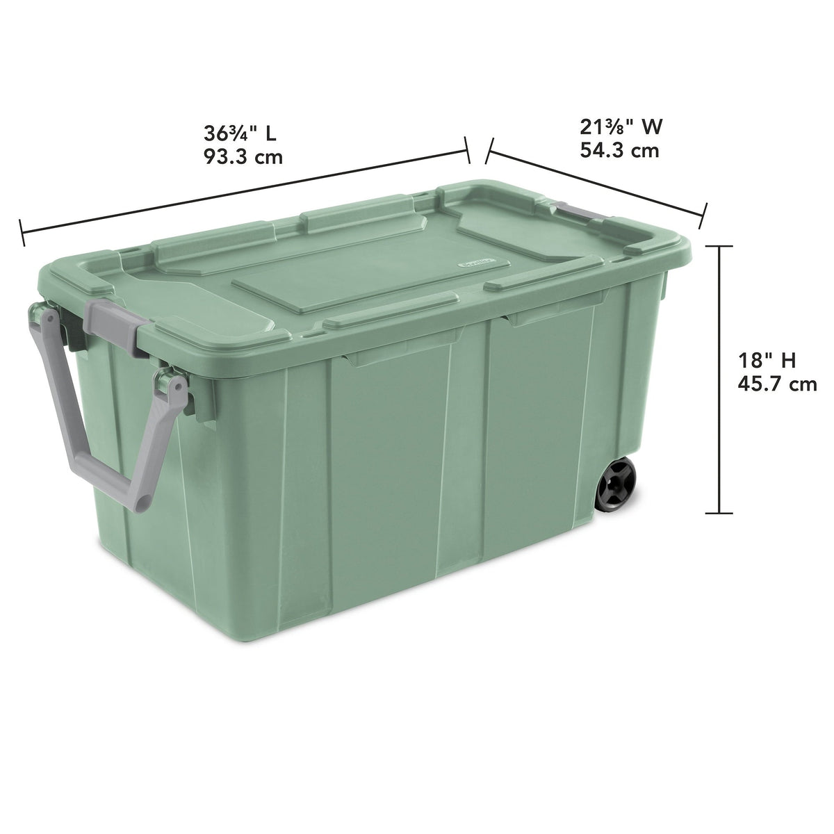Two-Pack 40-Gallon Green Storage Bins with Latch Lids, Pull Handles and Rear Wheels for Bulk Organization — image 2