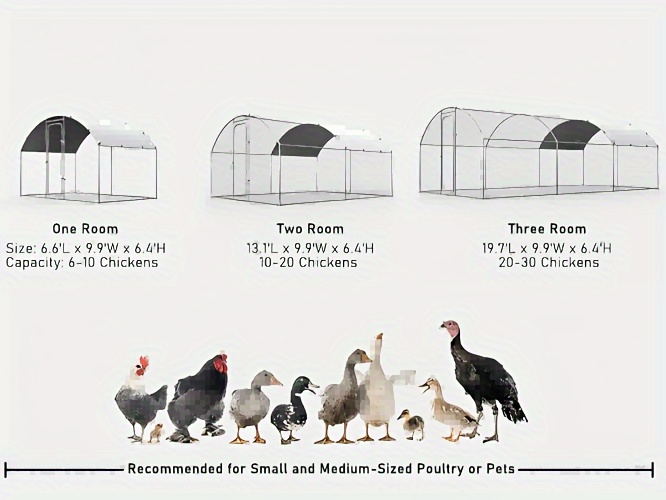 Walk-in Chicken Pen Large Metal Outdoor Poultry Enclosure Cover Yard Cage for Chickens Ducks Rabbits 3 Sizes Available — imag