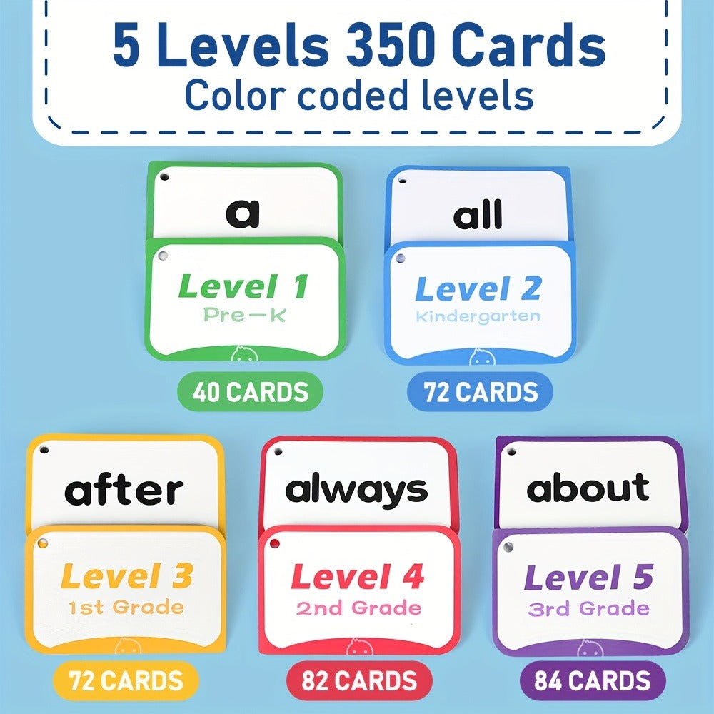 Sight Words Flash Cards 350 Dolch & Fry High Frequency Words, 5 Color-Coded Levels Pre-K to 3rd Grade — image 4
