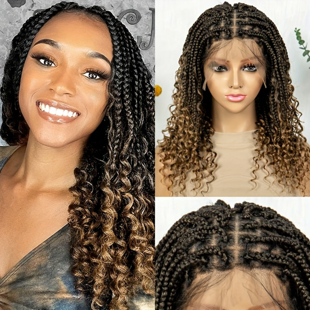 Goddess Square-Braid Wig with Curly Ends in 14- or 16-Inch Lengths and Black, Burgundy or Brown Colors — image 18