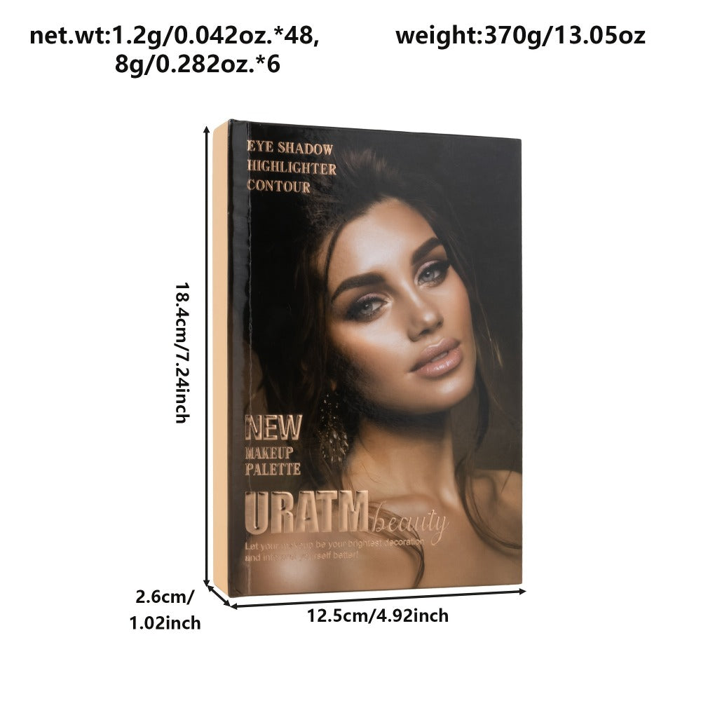 3-in-1 Eyeshadow Blush Highlighter Palette Loose Powder Book-Style Folding Compact Buildable, for Makeup, Travel and Everyday