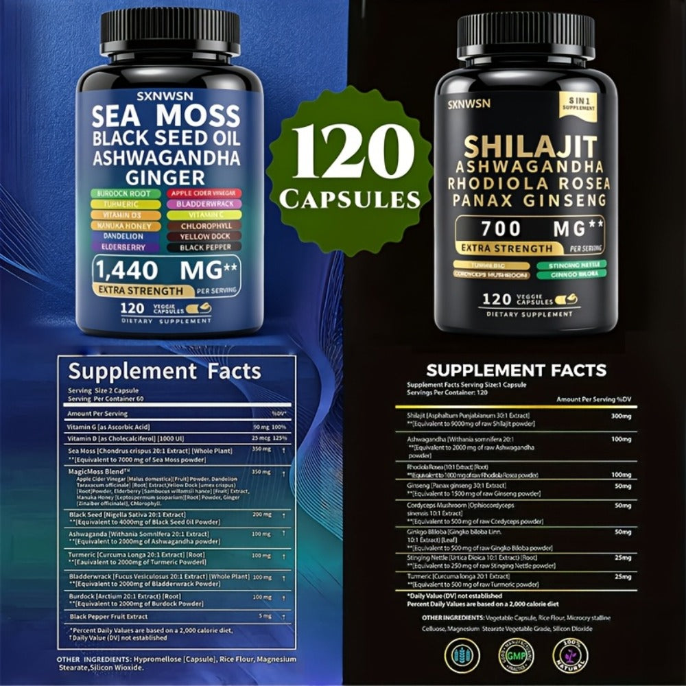 Adaptogen Energy Supplement with Sea Moss & Shilajit, 7-in-1 Formula with Black Seed Oil, Ashwagandha — image 6