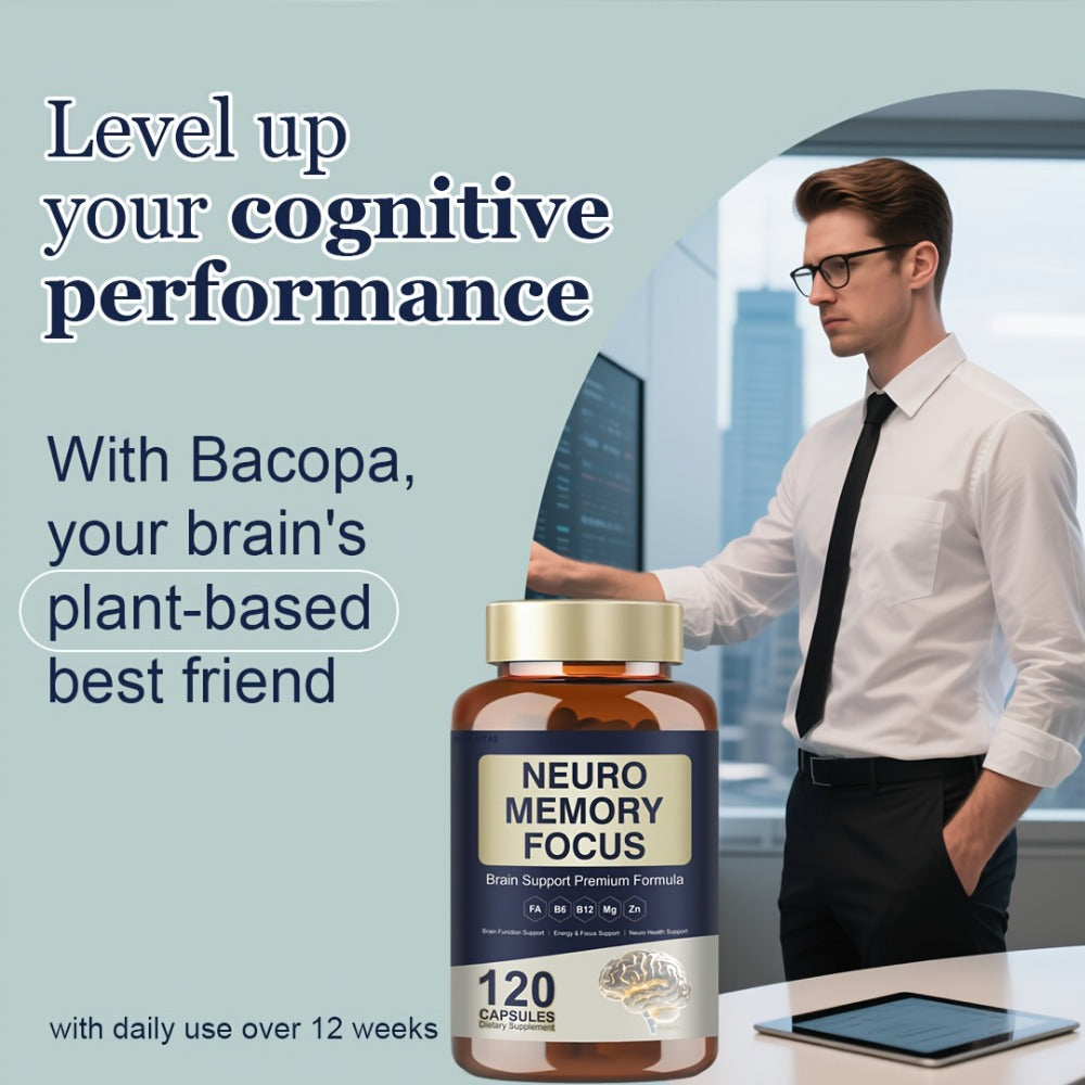Memory Focus Brain Supplement 120 Capsules, Advanced Nootropic Formula with Ginkgo Biloba, Bacopa Monnieri — image 7