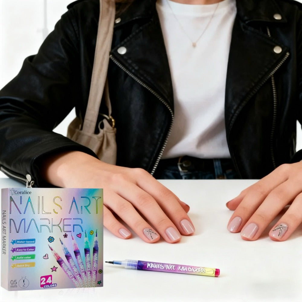Nail Art Pens 24-Color Water-Based Marker Set with 0.5mm Fine Tips in a Boxed Multicolor Tray — image 4