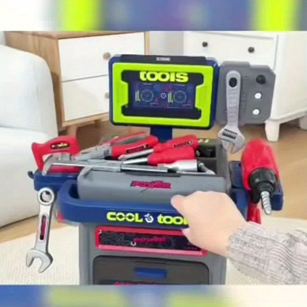 Kids Tool Kit 41pcs with Folding Workbench & Electric Drill Toy, STEM Engineering Playset with Storage — image 11
