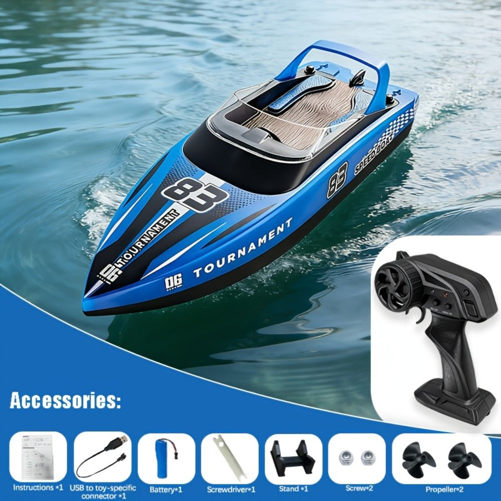 Remote Control Speedboat 25KM/H with Auto Flip Reset Night Light & Low with the Listed Color, Size or Set Options for Everyda