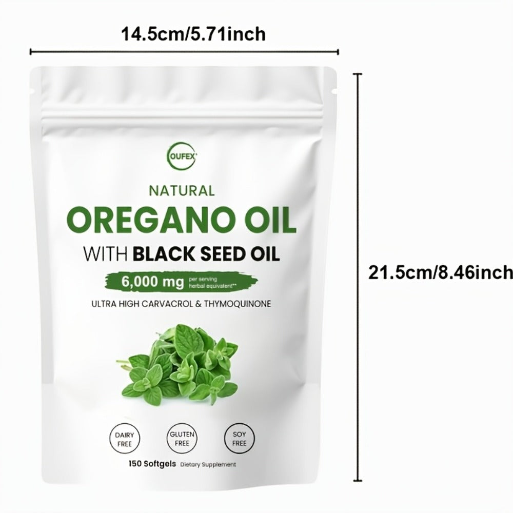 Dietary Supplement Oregano Oil and Black Seed Oil Softgels with Carvacrol and Thymoquinone, 150 Count — image 3