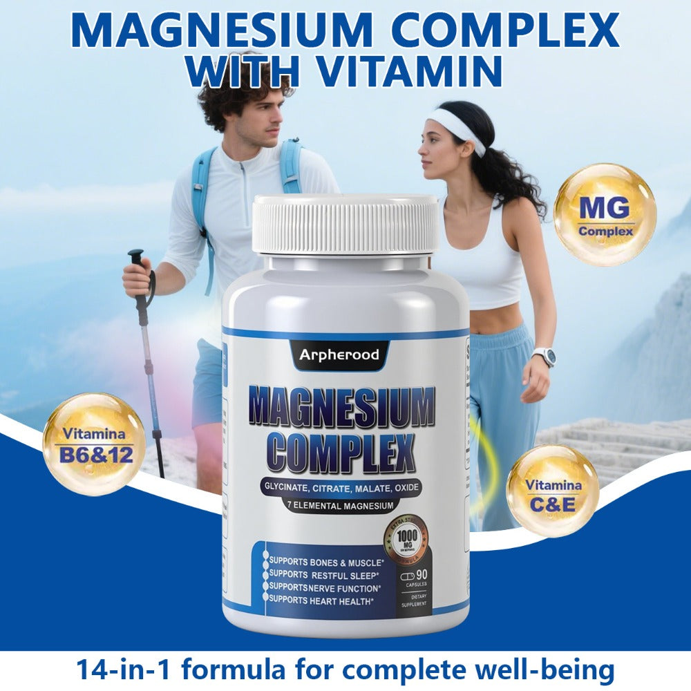 Dietary Supplement Magnesium 7-in-1 Complex with Glycinate, Malate and Taurate, 1000mg per Serving — image 7