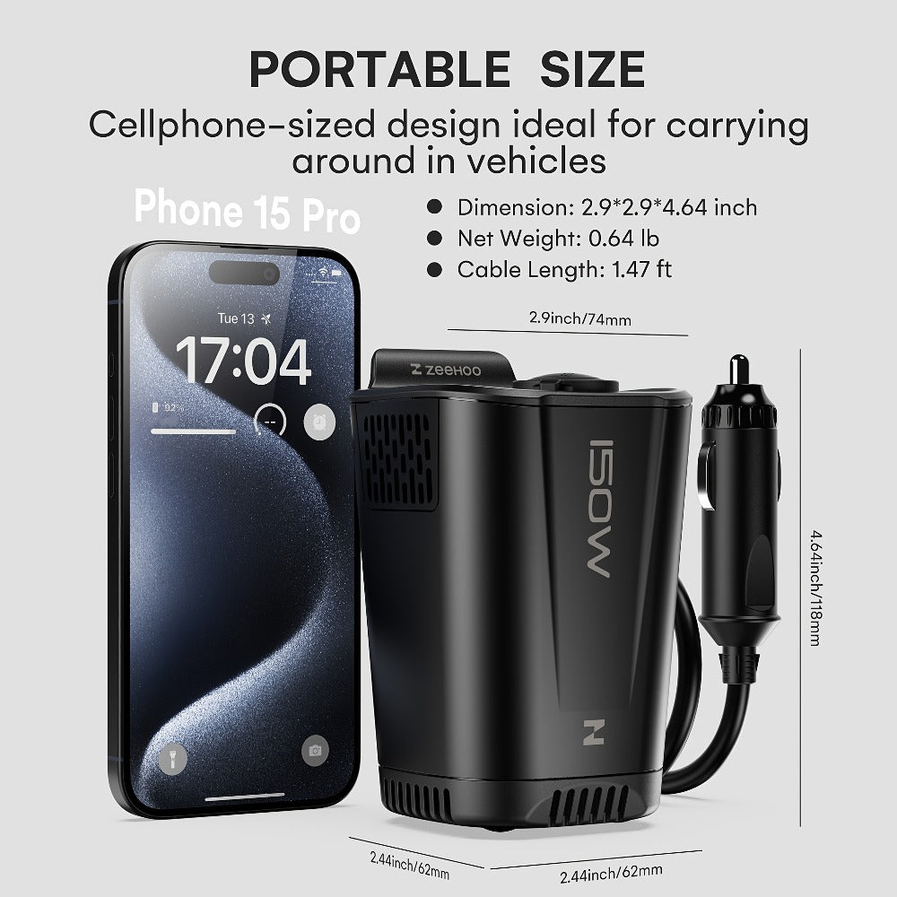 Car Power Inverter with Two 110V AC Outlets and USB-C Ports for Vehicles — image 6