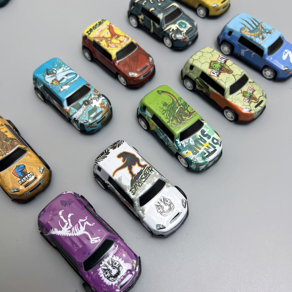 Dinosaur Toy Car Set 29-30pcs, Mini Pull Back Racing Cars with T-Rex Spinosaurus Pterodactyl Figures & City Traffic Map — ima