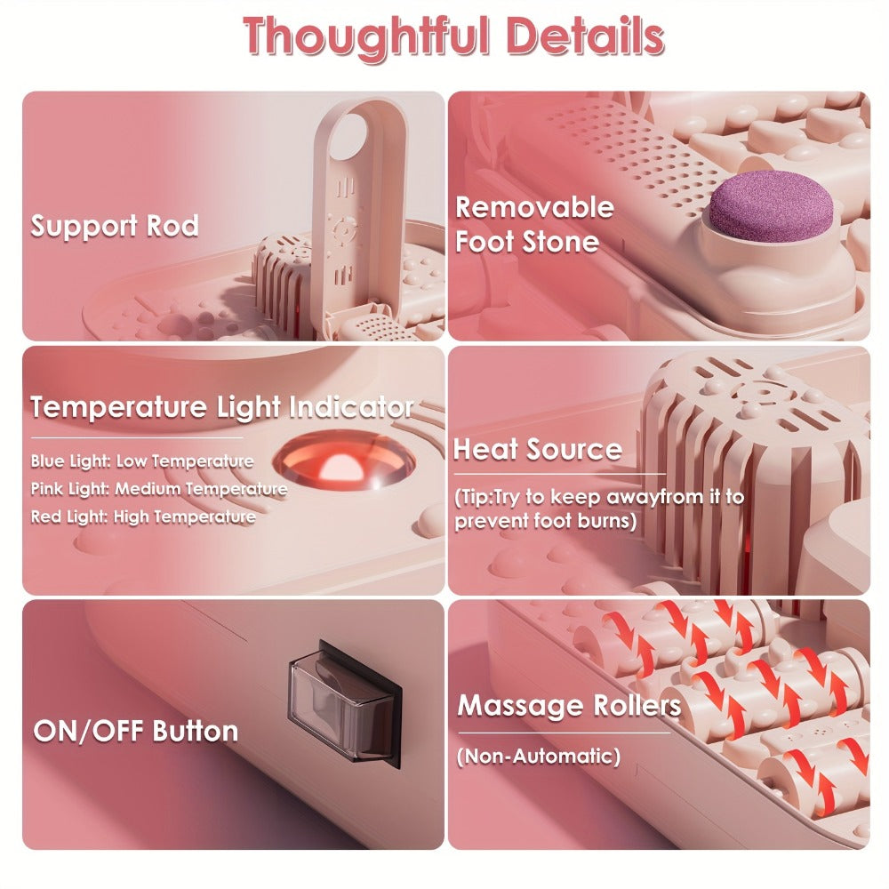 Collapsible Foot Bath Spa Massager with Heat Bubble Jets Massage Rollers LED Light Foldable Pedicure Foot — image 11