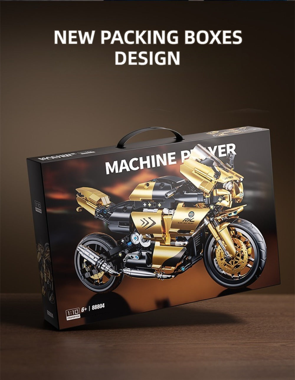 1000PCS Motorcycle Building Blocks 1:10 Scale DIY Black & Gold Motorbike Model Kit – Adult Collector Display Ornament — image