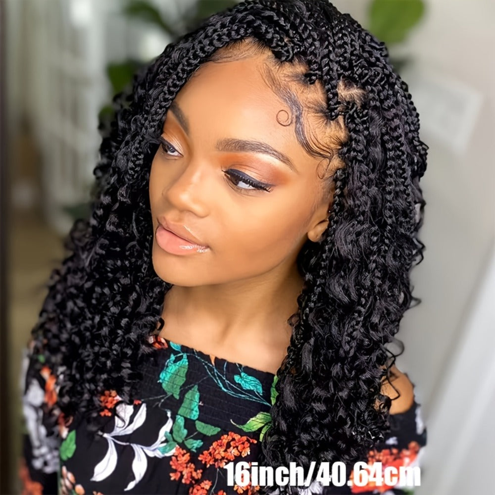 Sixteen-Inch Braided Wig with Full Lace Cap, Curly Ends and Four Black or Multicolor Checkout Options — image 6