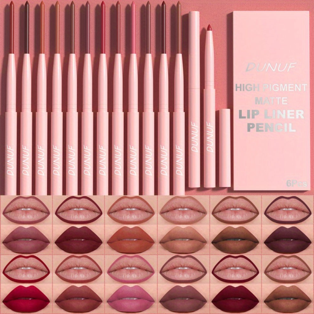 Waterproof Lip Liner Set 12 Pcs 2-in-1 Matte Lipstick Pencil Long Lasting Rich Pigment Smooth Glide Lip Color Kit Nude to Bol