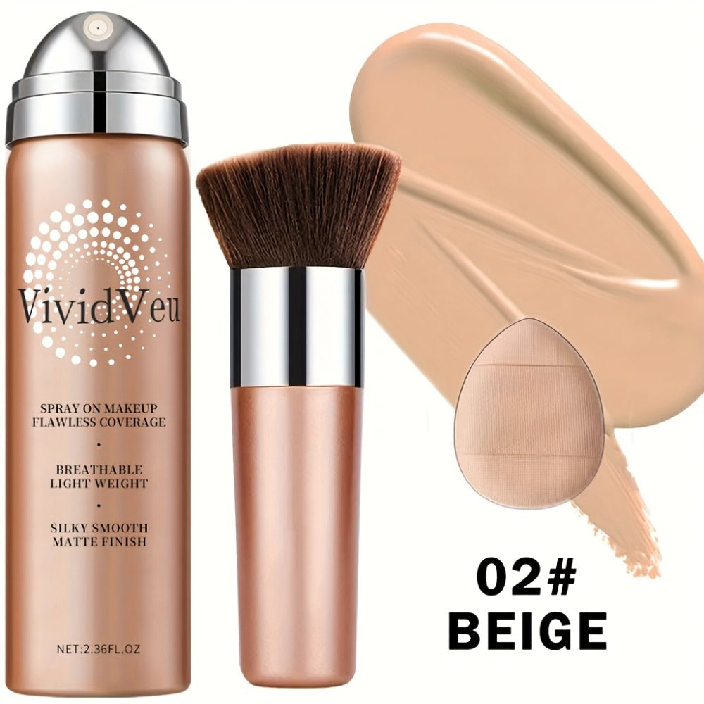 Spray-On Liquid Foundation Bottle with Matching Face Brush in Four Shades from Natural to Porcelain — image 5