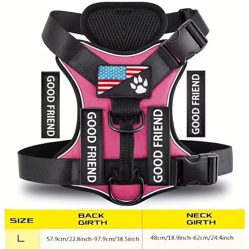 Five-Patch Dog Vest Harness in Black, Red, Rose Red, Grey or Green with XS-to-XL Sizes Pictured — image 34