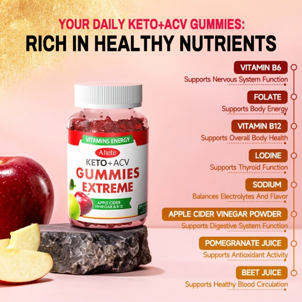 Apple Cider Vinegar Gummies Vegan Keto with Beet Juice & Vitamin B12 for Bath Time, Home Spa and Personal Care — image 4