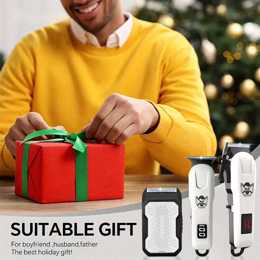 Cordless Hair Clipper Set for Men USB Rechargeable Electric Shaver with LED Display – Professional Grooming Kit 2 or 3 Piece 