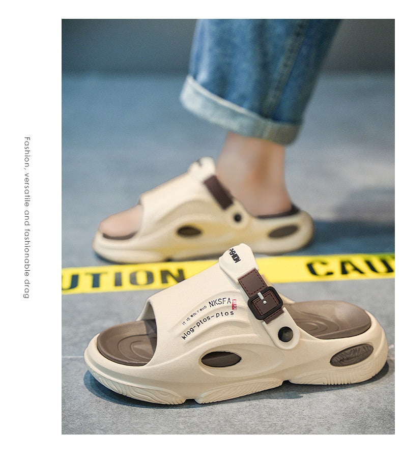 Mens Summer Outdoor Slippers With A Non-slip Step-on-poop Feel