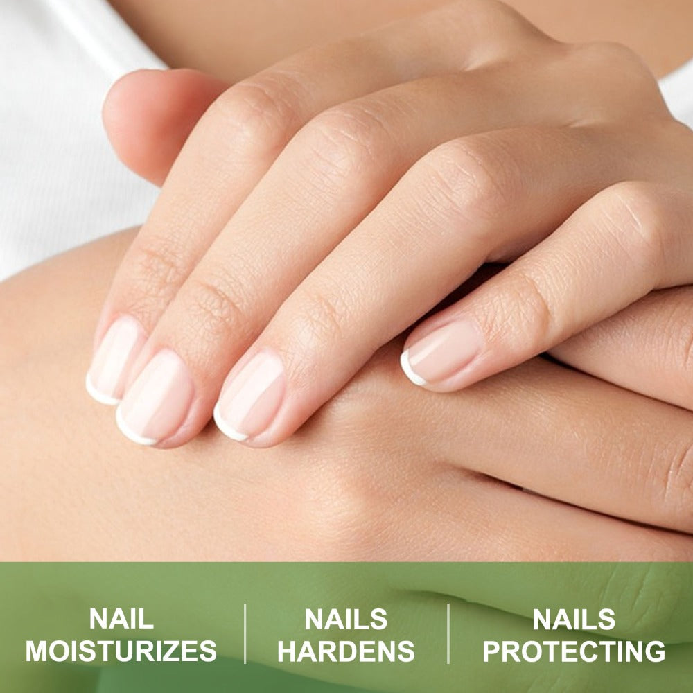 Clear 10 ml Nail Care Bottle with Black Cap, Green Vitamin A Label and Attached Brush Applicator — image 2