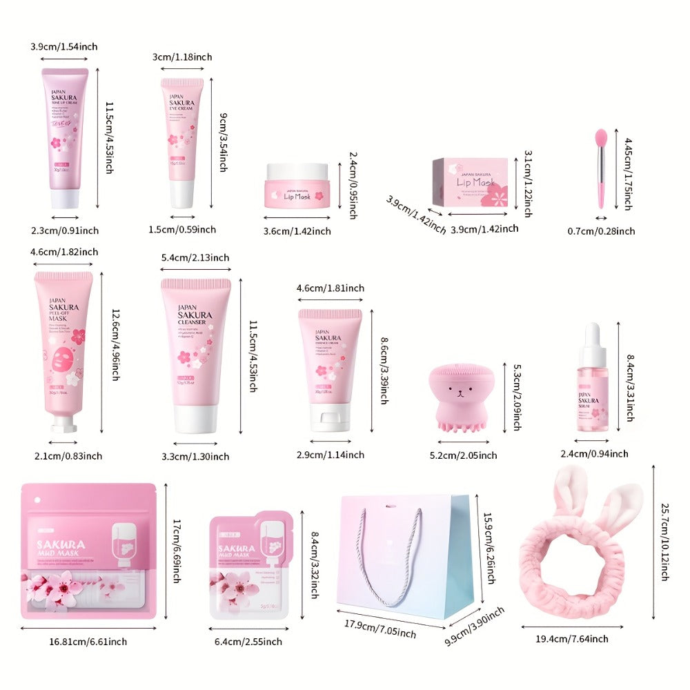 Skincare Set with LAIKOU Label, 10 Sakura Products for Cleanser Serum Cream Mask Lip and Eye Steps — image 4