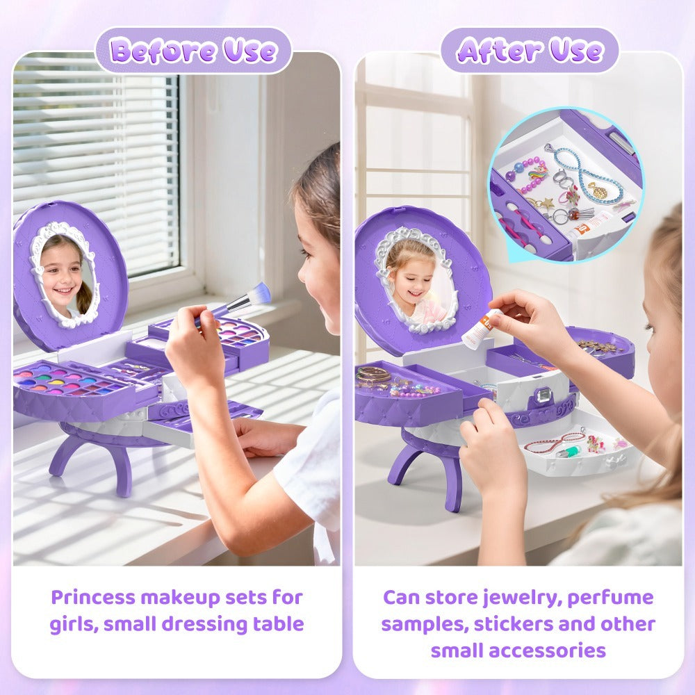 Girls Makeup Set with Dressing Table & Mirror - Princess Pretend Play Vanity Toy for Kids Ages 3-12 — image 8