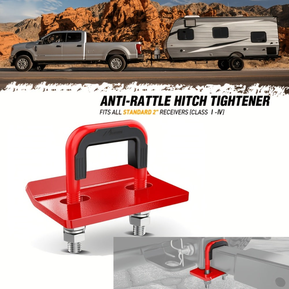 Trailer Hitch Tightener Anti Rattle Stabilizer 2 Inch Heavy Duty Steel U-Bolt with Rubber Cover Hitch Mount Wobble Eliminator