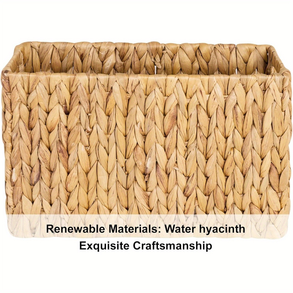 Magazine Holder Basket – Hand Woven Water Hyacinth Wicker Organizer for Bathroom, Office, Living Room, Bedroom Storage & Boho
