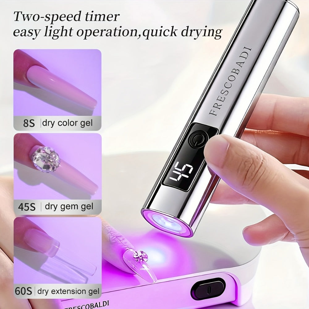 Metallic Handheld Linear UV/LED Nail Lamp with 45s/60s Timers, Type-C Input and 300mAh Label — image 4