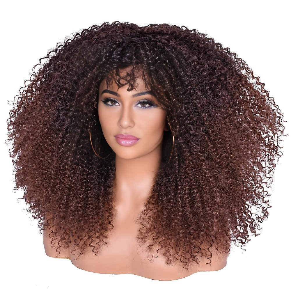 Synthetic Wig 18-Inch Kinky Curly Afro with Full Bangs, Glueless Straps and Combs for Costume Styling — image 13