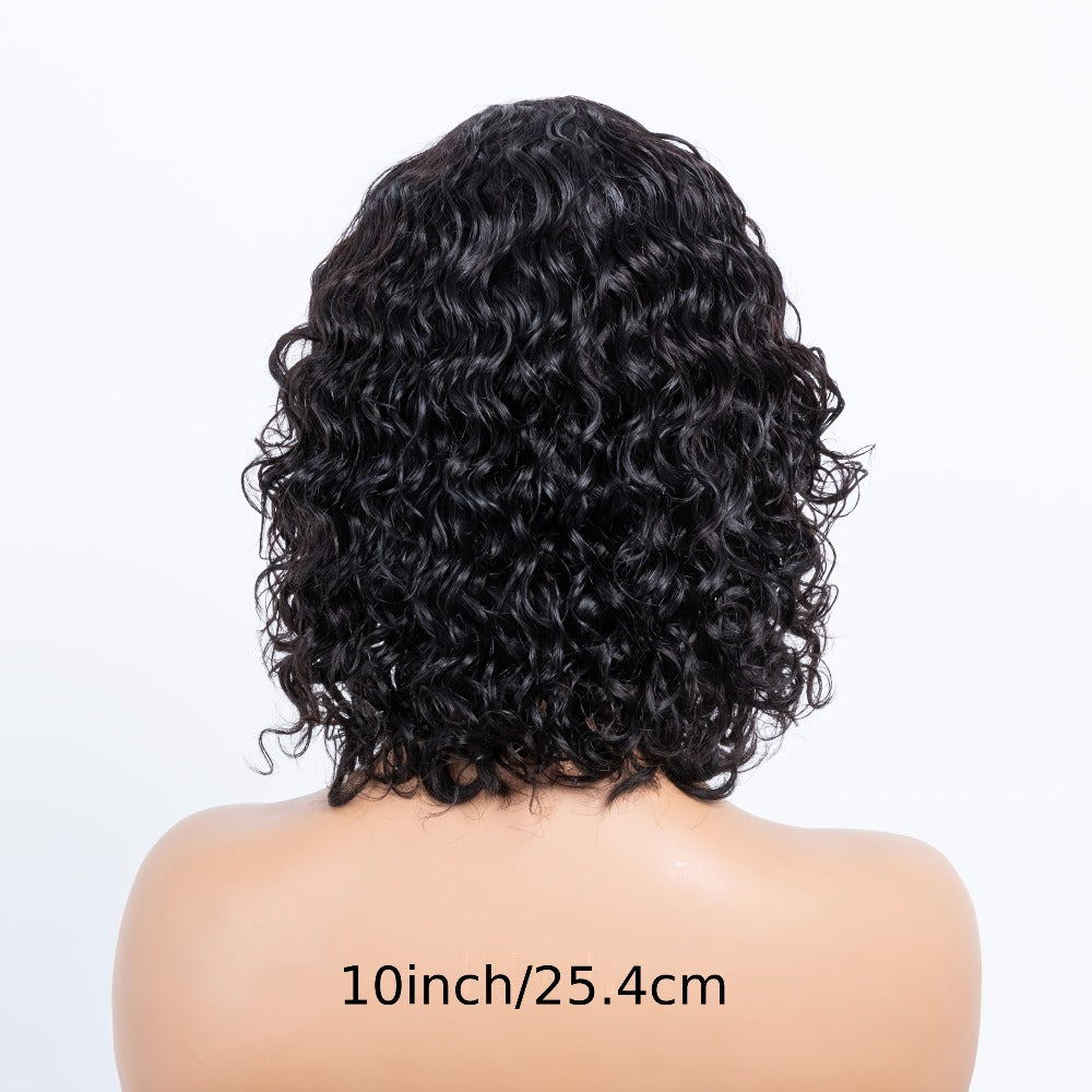 Wavy Elf-Cut Human Hair Wig with Bangs, Rose Mesh Cap and Black 10-Inch Layered Short-Hair Style — image 6