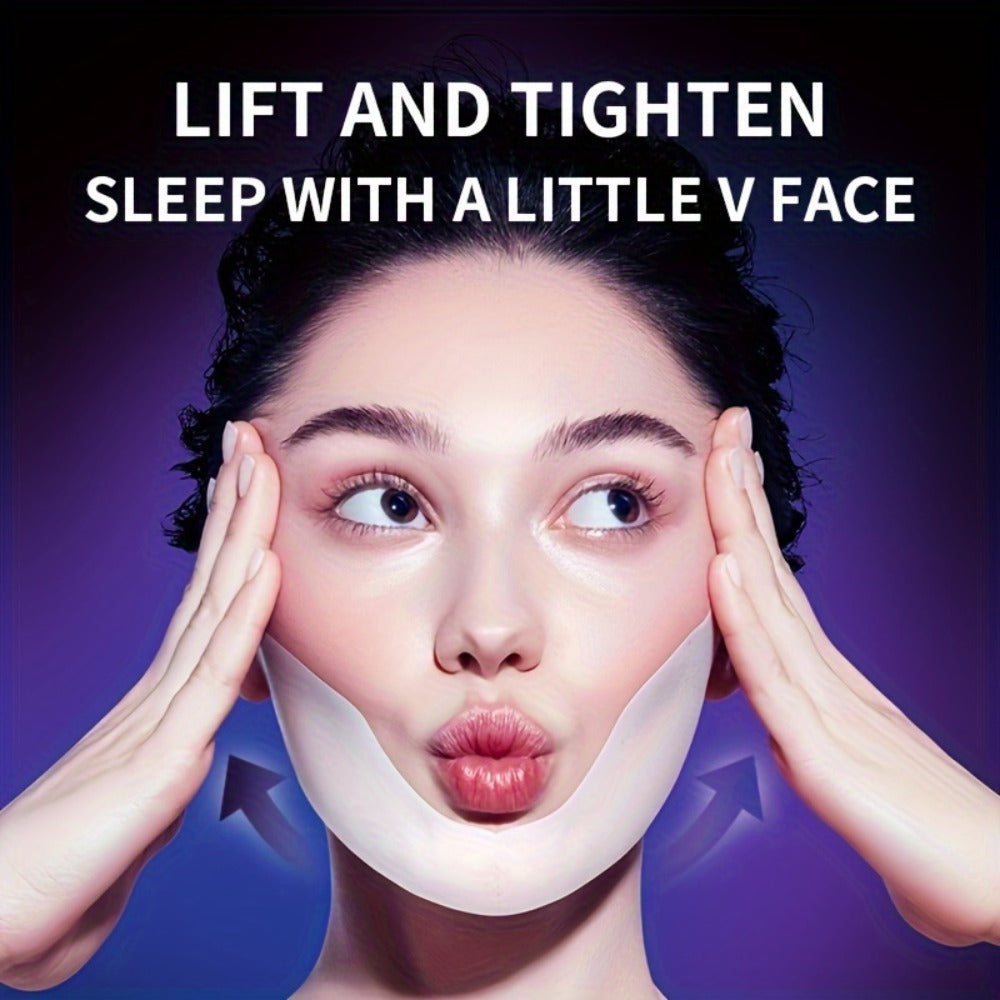 V-Line Face Mask 7 Pieces Hydrogel Chin Lifting & Jawline Contouring – Collagen, Hyaluronic Acid & Coffee Extract Firming Tig
