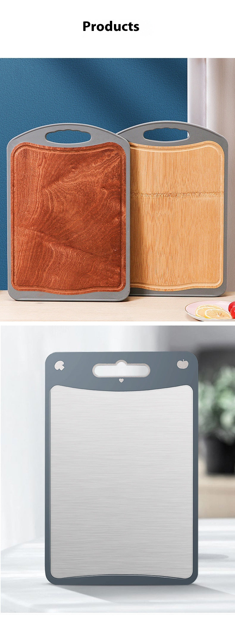 Cutting Board 304 Stainless Steel Chopping Board Kitchen Plastic Cutting Board Sharpening Double-sided Cutting Board