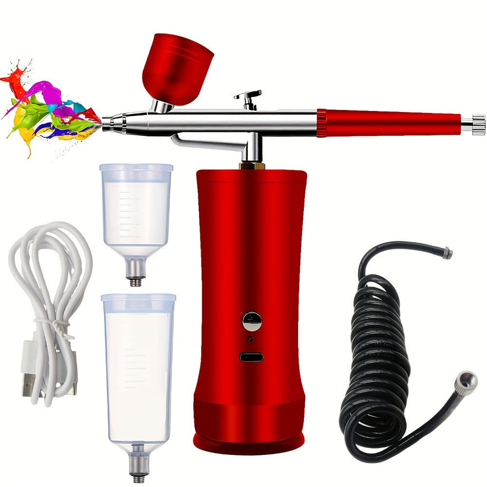 Rechargeable Cordless Airbrush Kit with Green, Pink, Red or Black Three-Gear Pump and Three Cup Options — image 11