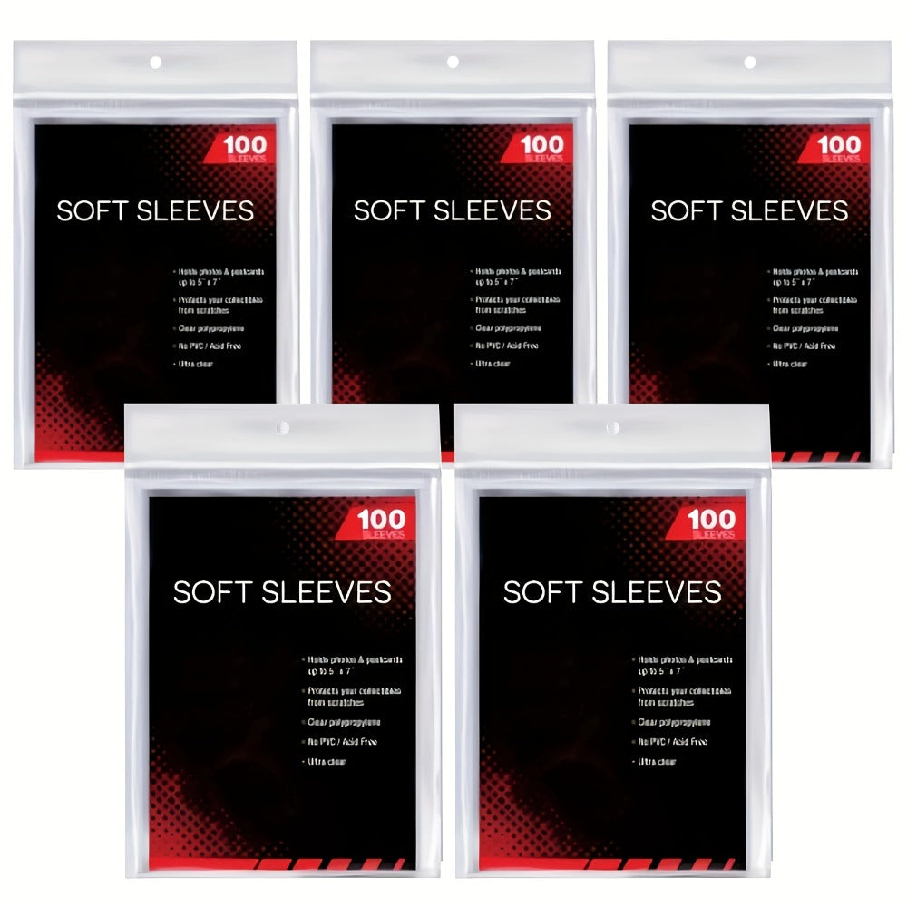 Five-Pack Clear Trading Card Sleeve Set with 100 Soft Sleeves per Pack in Standard 3 x 4-Inch Size — image 4