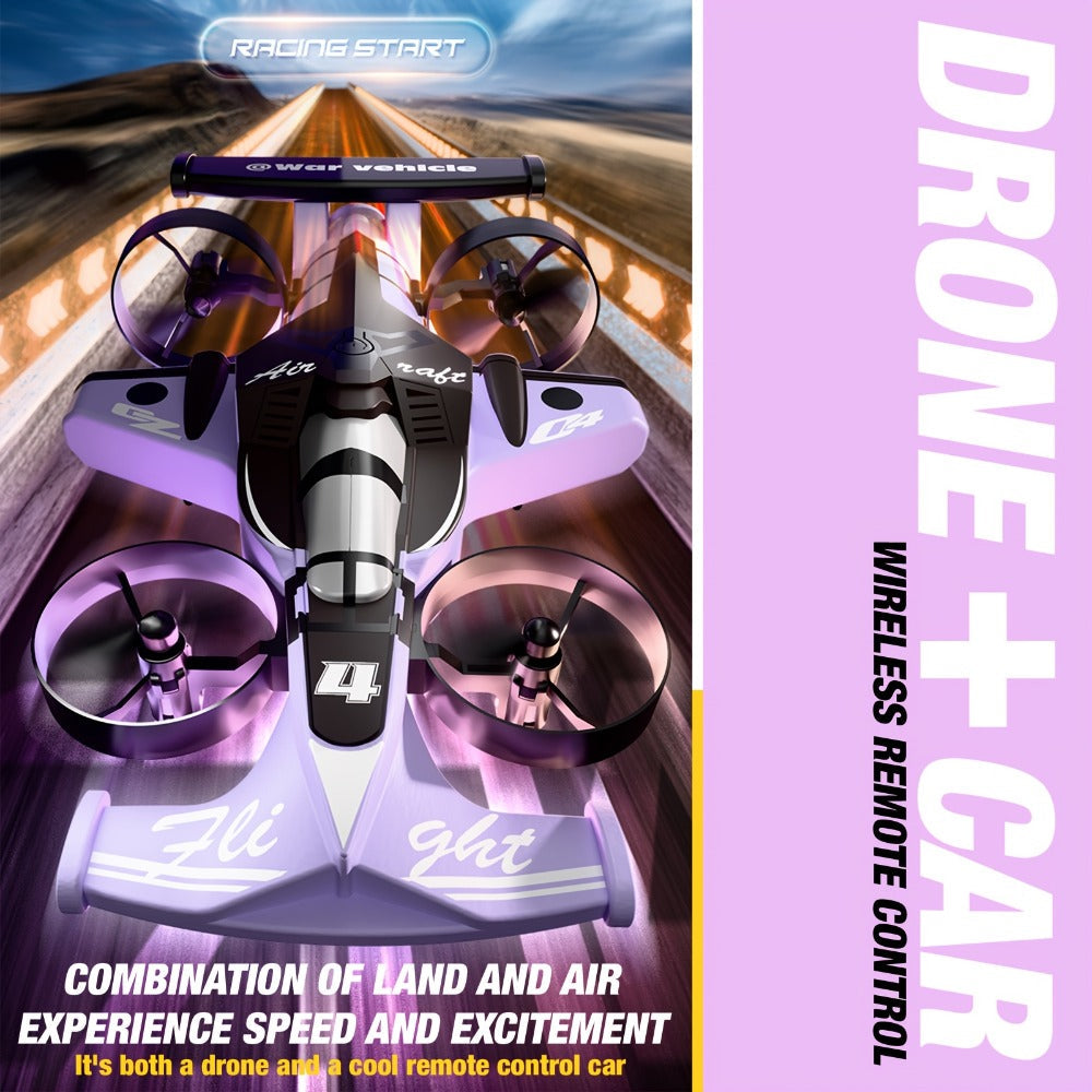 Two-in-One RC Drone and Ground Car with White Body, Two Batteries and Propeller Guards for Indoor Play — image 10